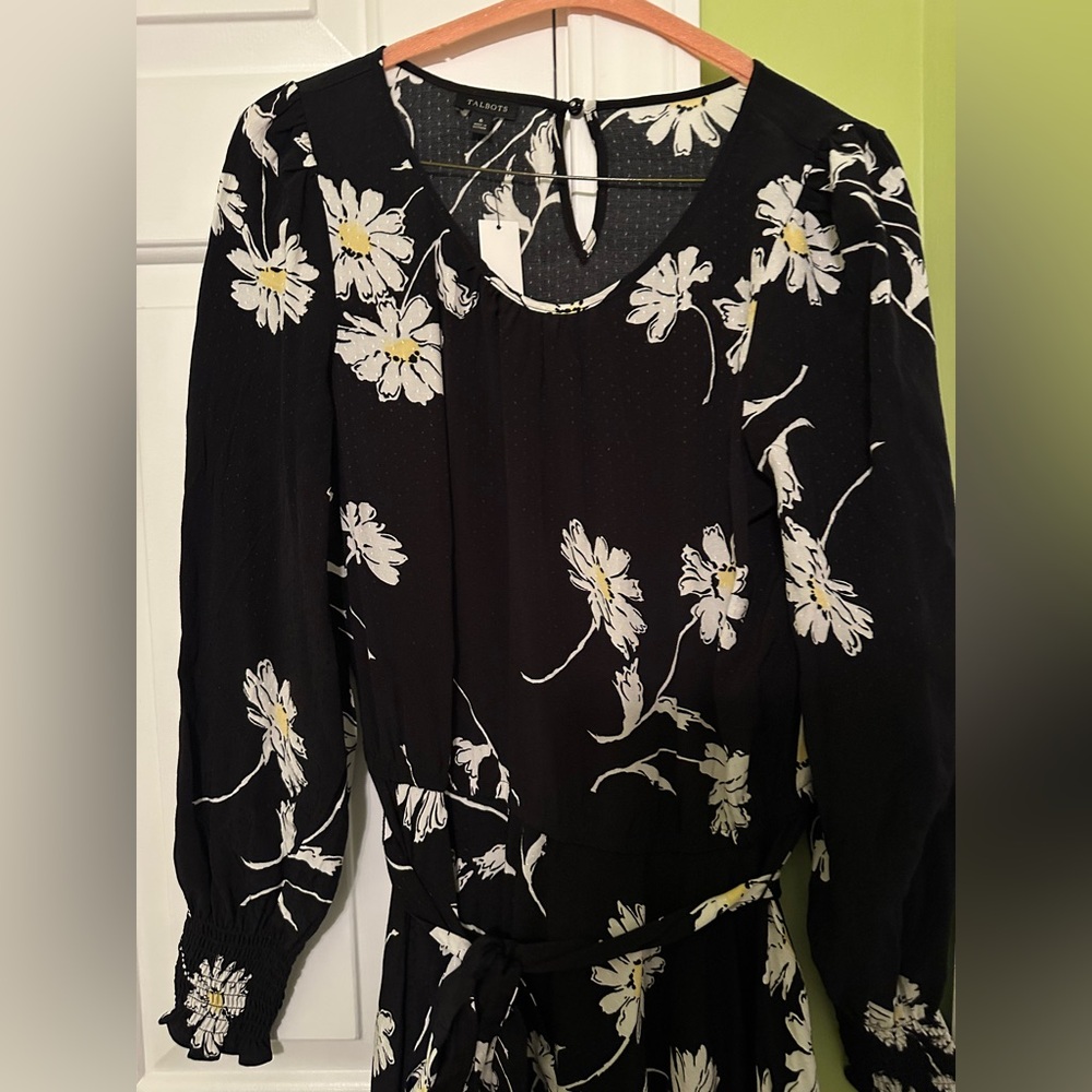 NWT Talbots Black Vintage Style Daisy Fit and Flare Dress Size 6 - Picture 7 of 13